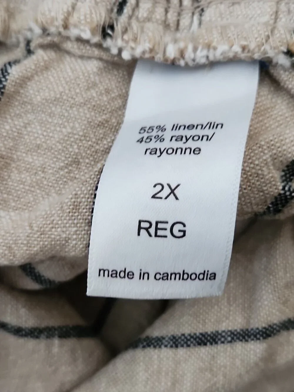 Maurices Plus 2X Beige Black Striped Wide Leg Pants Elastic Waist